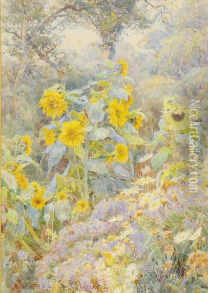 Sunflowers Oil Painting - George Samuel Elgood