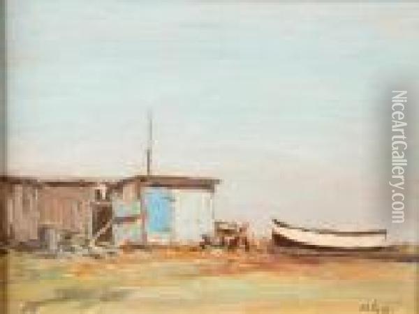 The Boat Sheds Oil Painting - Hercules Brabazon Brabazon