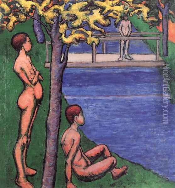 Bathers 1907 Oil Painting - Lajos Tihanyi