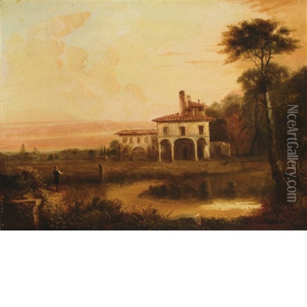 Italian Villa Oil Painting - Alfred Jacob Miller