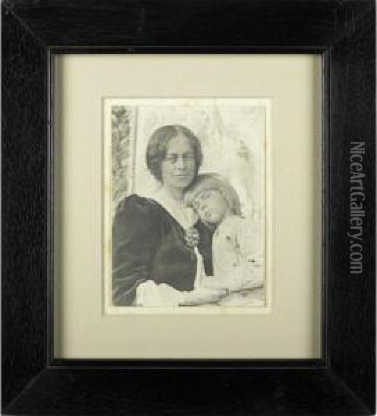 Jane Byrd Whitehead And Her Son Peter Oil Painting - Eva Watson-Schutze
