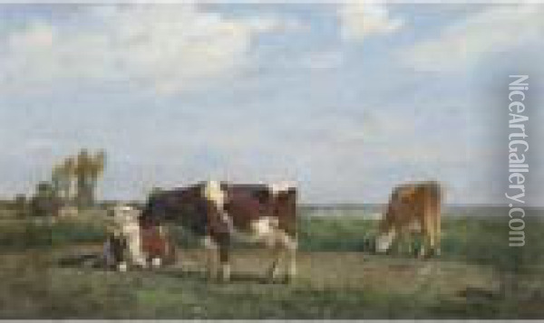 Trois Vaches Au Pre Oil Painting - Eugene Boudin