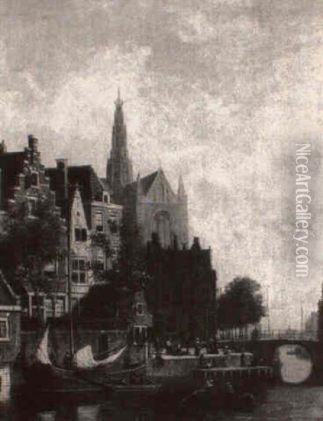 The Singel Canal, Amsterdam Oil Painting - Johannes Frederik Hulk the Elder