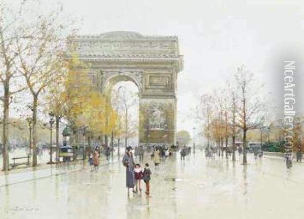 L'arc De Triomphe Oil Painting - Eugene Galien-Laloue