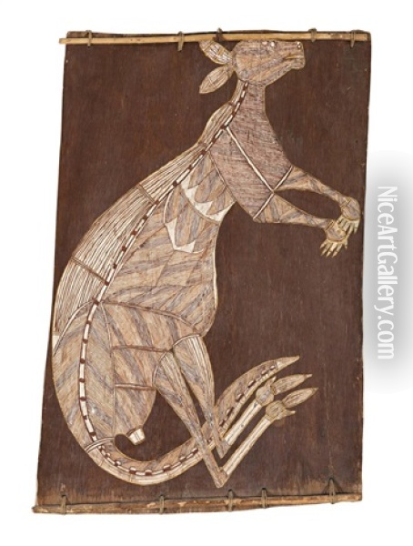 Totemic Kangaroo Oil Painting - Louis Marie Joseph Ridel