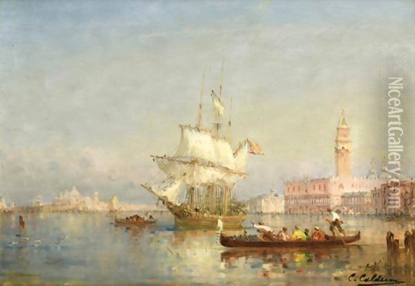 Vue De Venise Oil Painting - Charles Clement Calderon