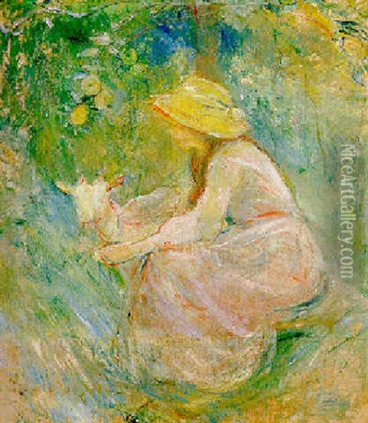Fillette A La Chevre Oil Painting - Berthe Morisot