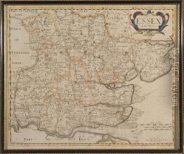 A Map Of Essex Oil Painting - Robert Morden