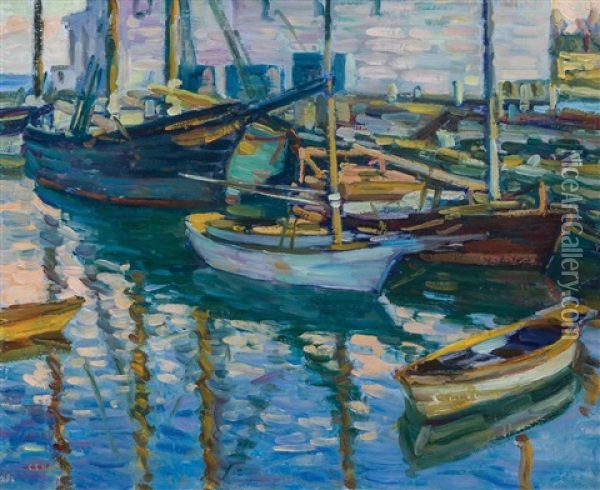 Gloucester Harbor Oil Painting - Charles Salis Kaelin