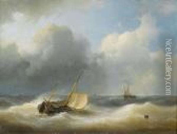 In Choppy Seas Oil Painting - Abraham Hulk Jun.