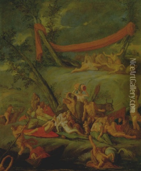 Il Diluvio Di Deucalione Oil Painting - Giulio Carpioni