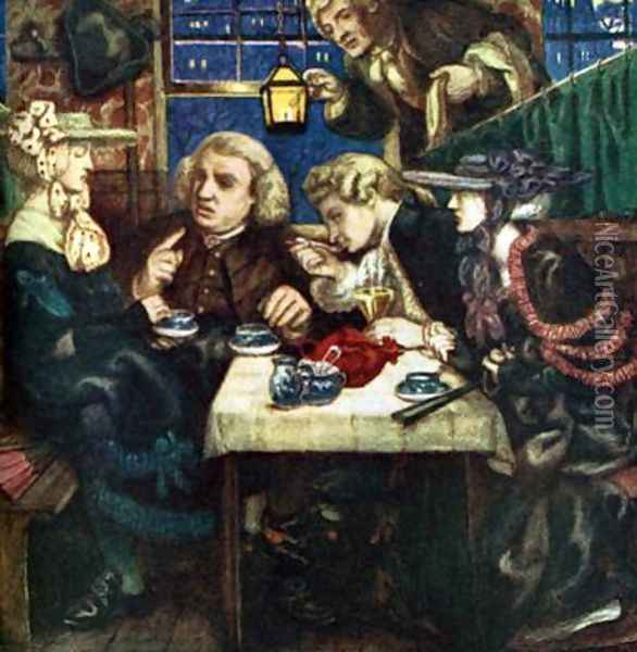Dr Johnson at the Mitre Oil Painting - Dante Gabriel Rossetti