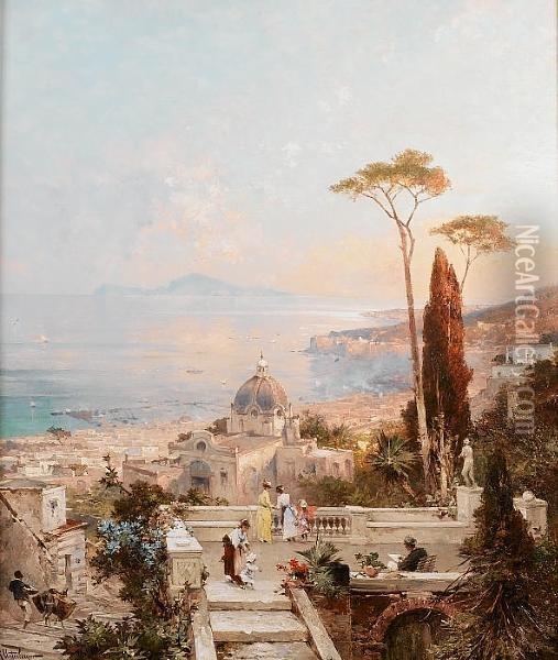 Amalfi, Looking Towards The Gulf Of Salerno Oil Painting - Franz Richard Unterberger