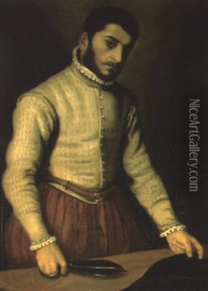 Portrait Of A Tailor Oil Painting - Giovanni Battista Moroni