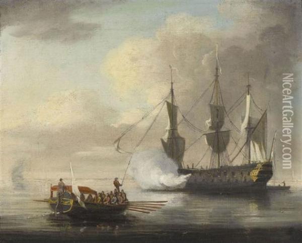 Sailing Ship On The High Sea Oil Painting - Willem van de, the Elder Velde