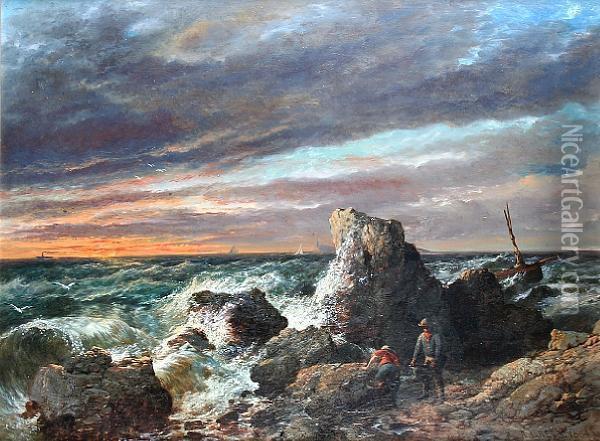Off The Island Of Portland Oil Painting - Alfred H. Green