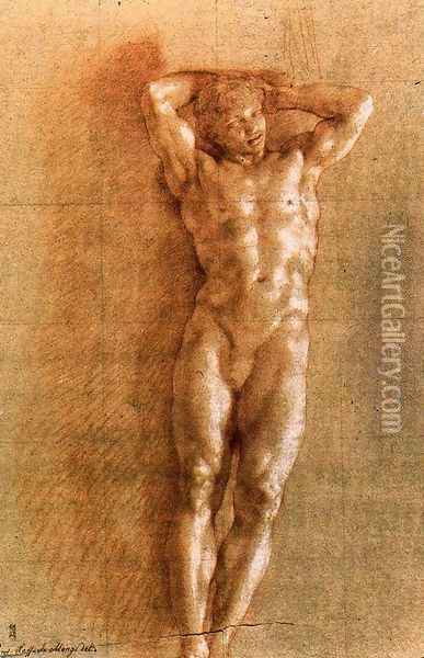 Study naked for a Telamon Oil Painting - Anton Raphael Mengs