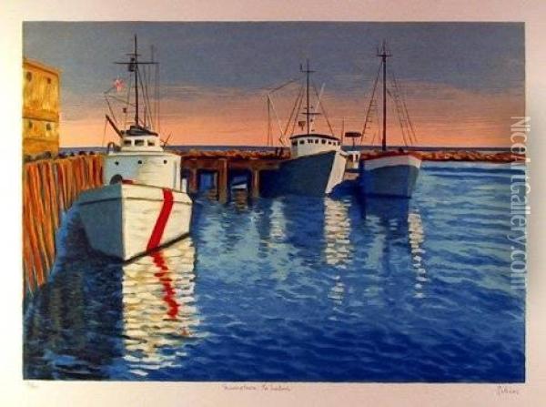 Provincetown -the Harbor Oil Painting - Emmanuel Marcel-Laurent