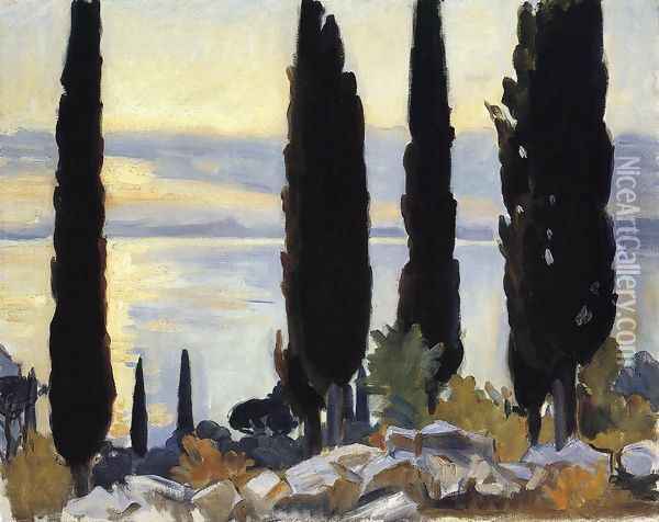 Cypress Trees At San Vigilio Oil Painting - John Singer Sargent
