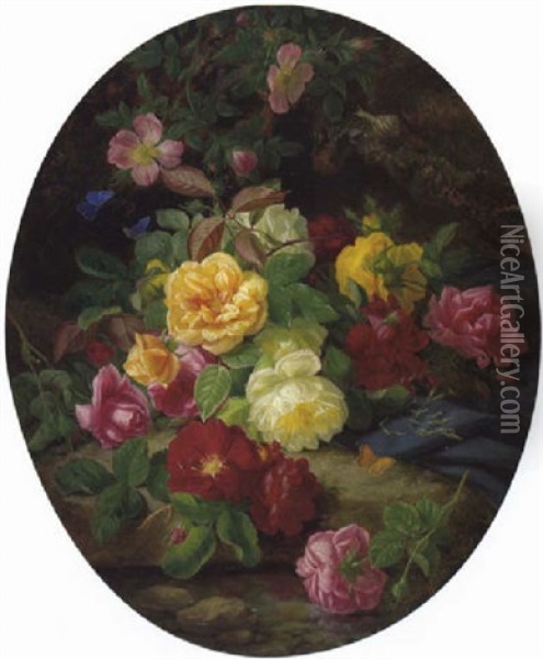 Rosen Oil Painting - Josef Lauer