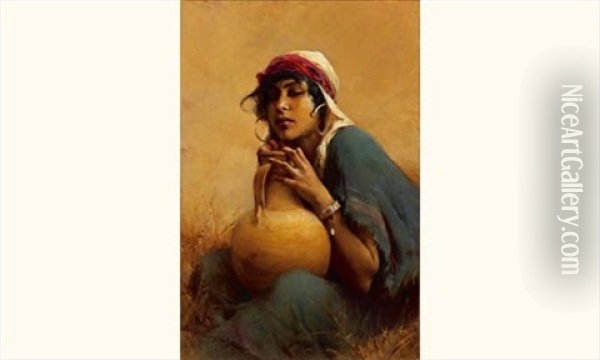 Jeune Arabe A La Cruche Oil Painting - Emile Auguste Pinchart