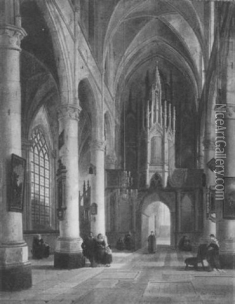Kircheninterieur Oil Painting - Emile Pierre Joseph de Cauwer