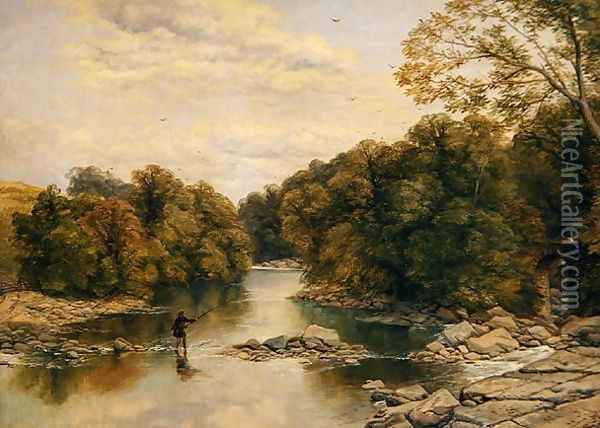 The River Tees at Rokeby, Yorkshire, c.1860 Oil Painting - Thomas Creswick