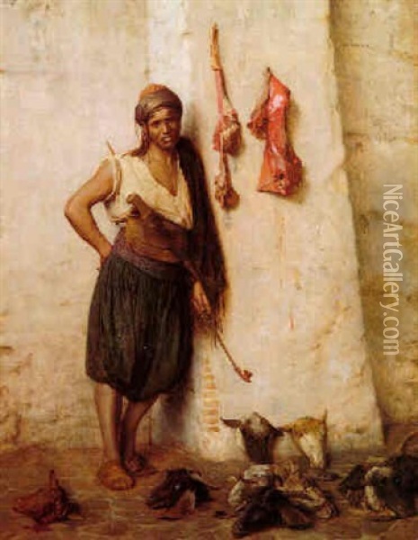 A Turkish Butcher In Jerusalem (boucher Turc A Jerusalem) Oil Painting - Jean-Leon Gerome