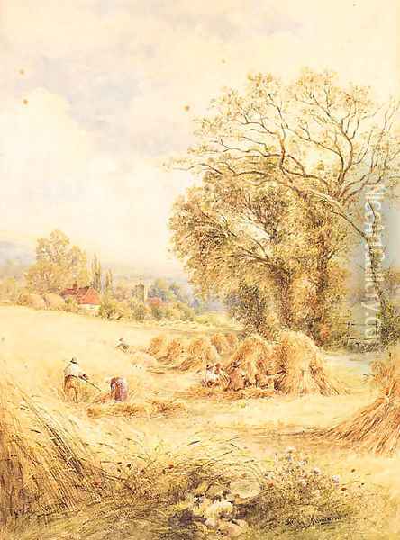 A Sussex Cornfield 2 Oil Painting - Henry John Kinnaird