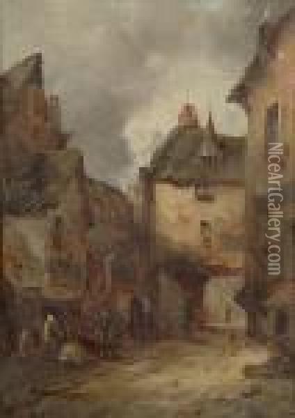 Street Scene Oil Painting - Alfred Montague