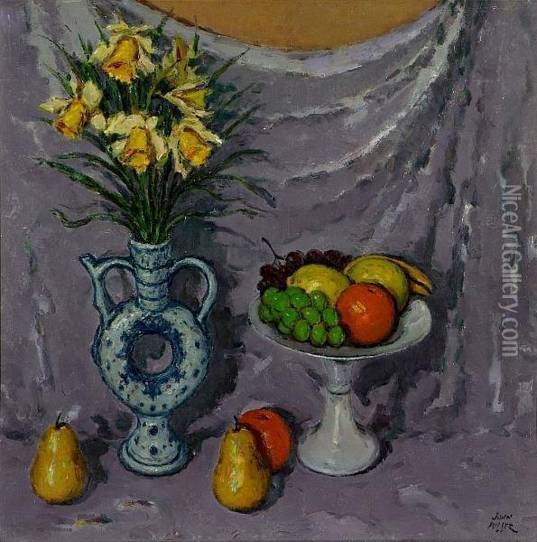 Still Life Of Fruit And Flowers Oil Painting - John Miller