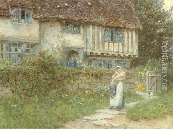 Beside The Old Church Gate Farm, Smarden, Kent Oil Painting - Helen Mary Elizabeth Allingham
