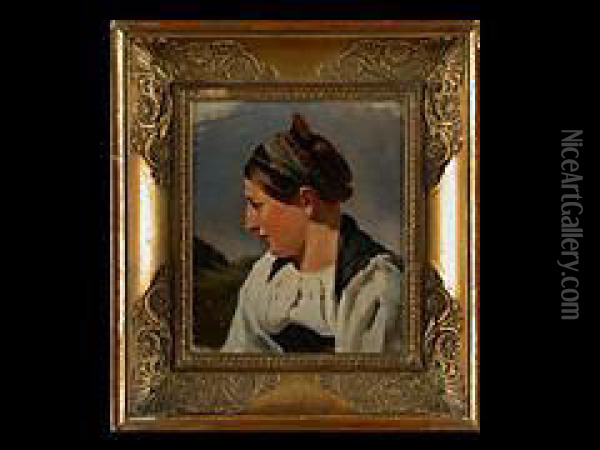 Profilportrait Oil Painting - Friedrich Ritter von Amerling