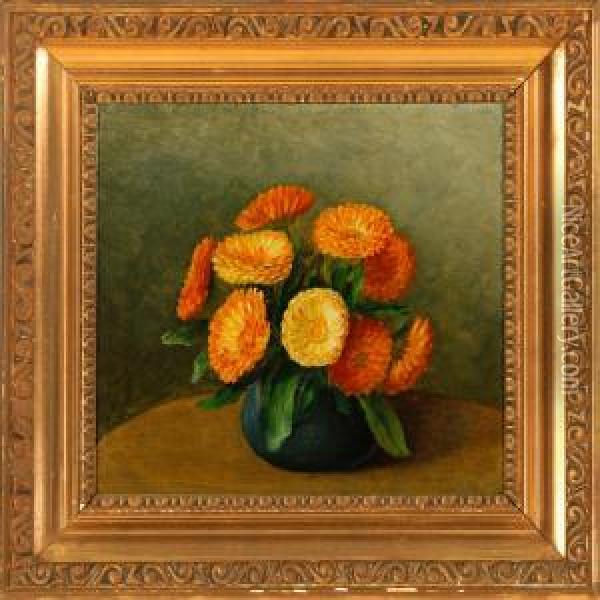 Two Still Lifes With Flowers On A Table Oil Painting - Emmy Marie Caroline Thornam