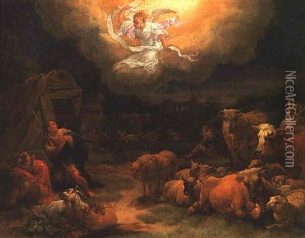 The Angel Appearing To The Shepherds Oil Painting - Pieter Bout