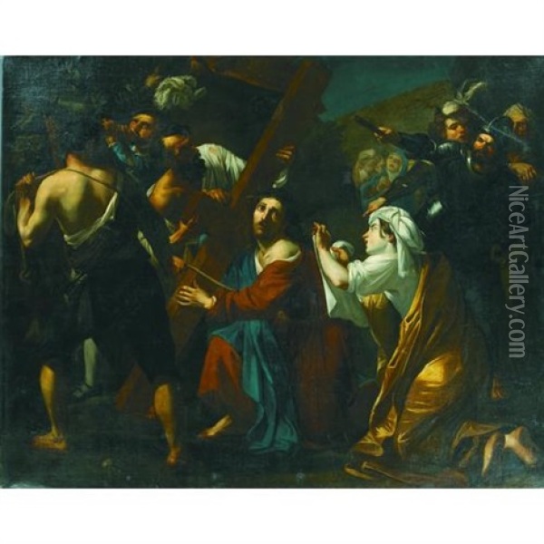 Christ Carrying The Cross On The Way To Calvary With Saint Veronica Offering Her Veil Oil Painting - Dirck Van Baburen