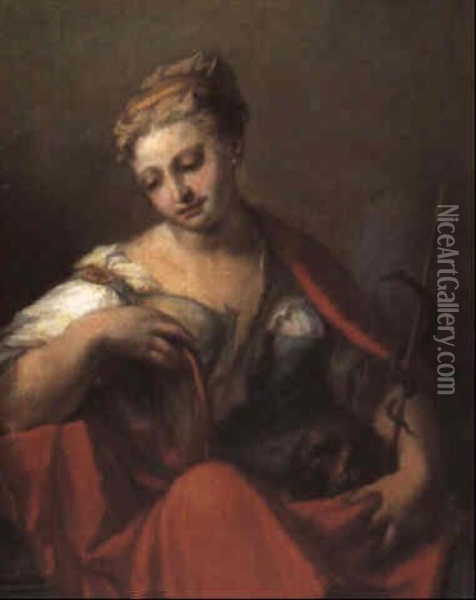 Figure Allegorique: La Prudence Oil Painting - Giovanni Antonio Pellegrini