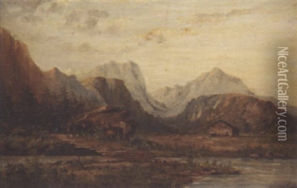Western Landscape Oil Painting - Alphonse J. Gamotis