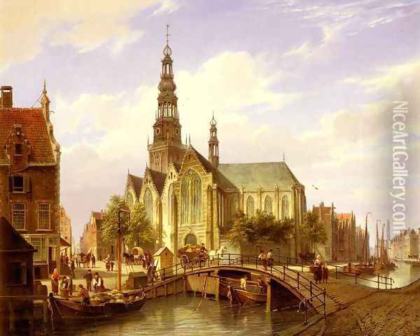 A Capriccio View Of Amsterdam Oil Painting - Cornelis Christiaan Dommelshuizen