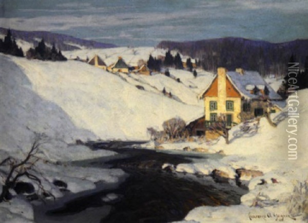 Quebec Village, Winter Oil Painting - Clarence Alphonse Gagnon