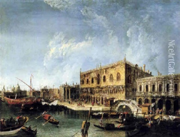 A View Of The Doge's Palace, Venice And The Bacino Di S.    Marco Oil Painting - Michele Marieschi