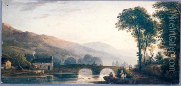 View Of Beddgelert Bridge Oil Painting - John Varley