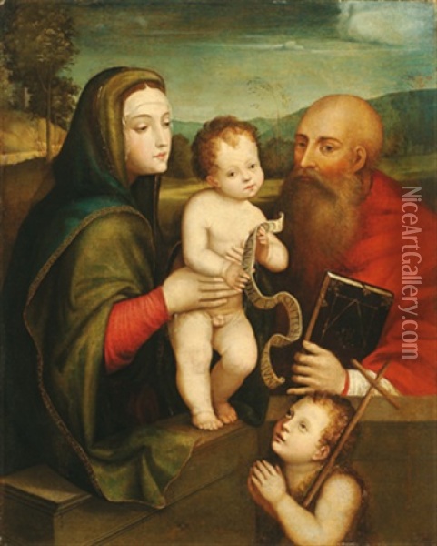 Madonna Mit Kind, Dem Heiligen Hieronymus Und Dem Johannesknaben Oil Painting - Francesco Francia