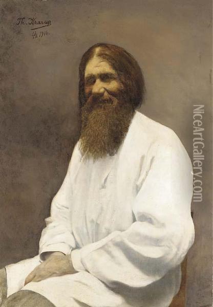 Portrait Of Rasputin Oil Painting - Theodora Krarup