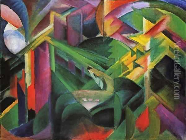 Deer In A Monastery Garden Oil Painting - Franz Marc