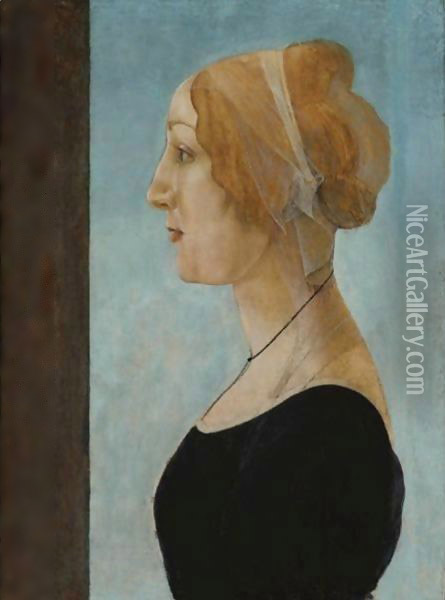 Profile Portrait Of A Woman Oil Painting - Sandro Botticelli