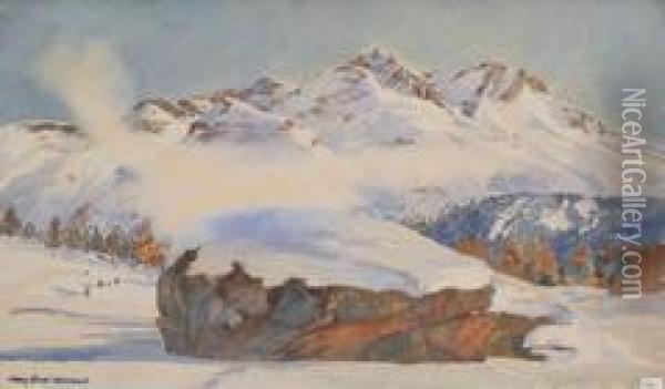 Rosatsch, St. Moritz. Oil Painting - Hans Beat Wieland