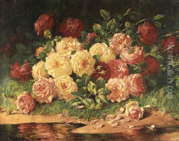 Roses At The Water's Edge Oil Painting - Abbott Fuller Graves