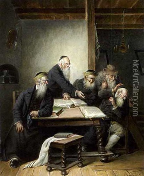 Disput In Der Talmudstunde Oil Painting - Carl Schleicher