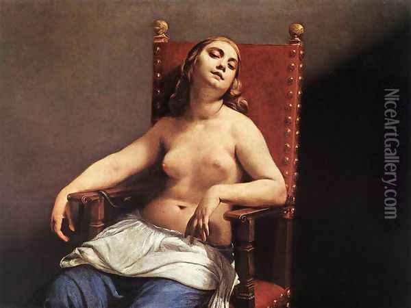 The Death of Cleopatra c. 1660 Oil Painting - Guido Cagnacci